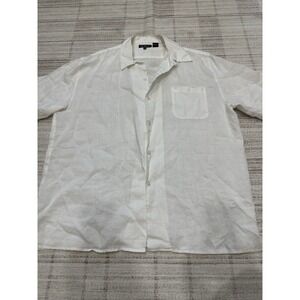 Pronti Men's Shirt XXL White Linen Wedding Beach Vacation Resort Hawaiian Casual